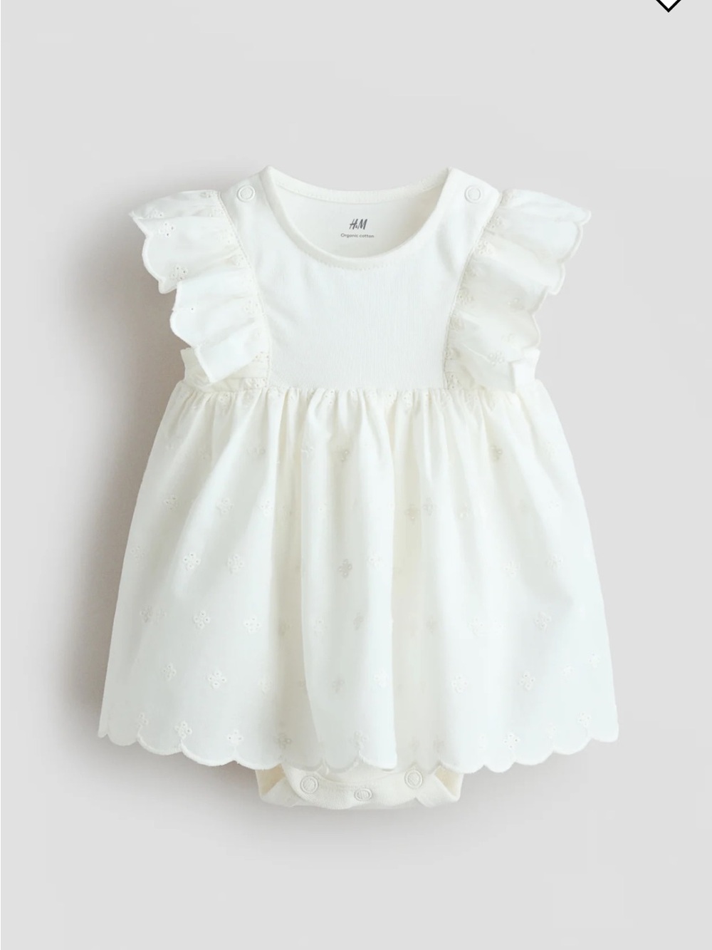H&M Cream Eyelet Ruffle Baby Dress Bodysuit